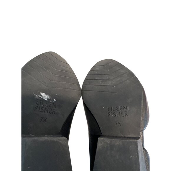 Eileen Fisher Lily Half D'Orsay Leather Black Pumps Women's Size 7.5 - Picture 12 of 13